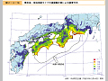 東南海・南海地震タイプの強震動計算による震度分布