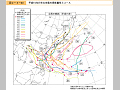 平成15年の主な台風の発生箇所とコース