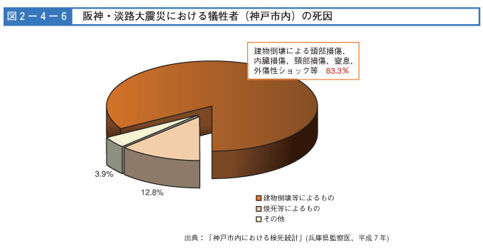 図２-４-６　阪神・淡路大震災における犠牲者（神戸市内）の死因