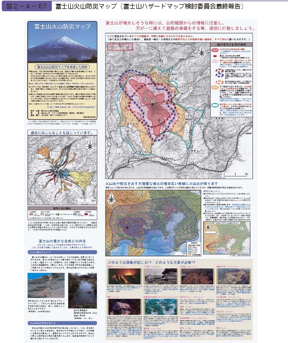 図２−４−67　富士山火山防災マップ（富士山ハザードマップ検討委員会最終報告）