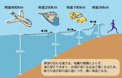 津波の速さと高さ