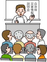 自治会への情報伝達　～説明会で自助・共助の機運が生まれる～のイラスト