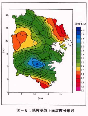 図６：地震基盤上面深度分布図の画像