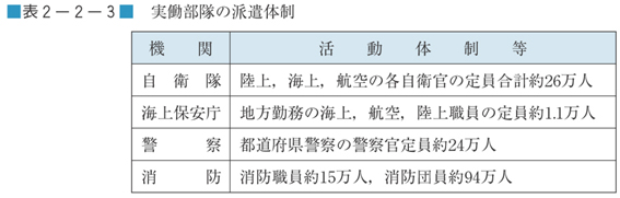 表２−２−３　実働部隊の派遣体制