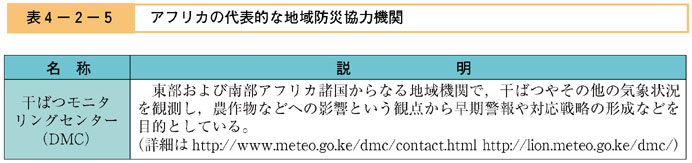 表４−２−５　アフリカの代表的な地域防災協力機関