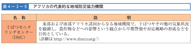 表４-３-５　アフリカの代表的な地域防災協力機関