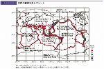 世界の震源分布とプレート