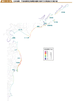 日本海溝・千島海溝周辺海溝型地震の海岸での津波高さの最大値の図