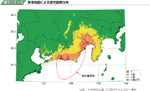 東海地震による想定震度分布の図