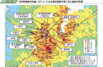 花折断層帯の地震（M７．４）による想定震度分布と文化遺産の位置の図