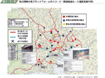 防災情報共有プラットフォームのイメージ（緊急輸送ルート選定支援の例）の図