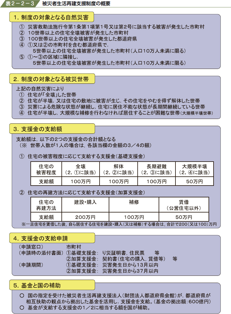 表２−２−３ 被災者生活再建支援制度の概要