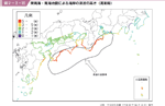 図２−３−２０ 東南海・南海地震による海岸の津波の高さ（満潮時）の図