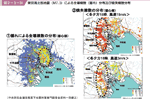 図２−３−３４ 東京湾北部地震（Ｍ７．３）による全壊棟数（揺れ）分布及び焼失棟数分布の図