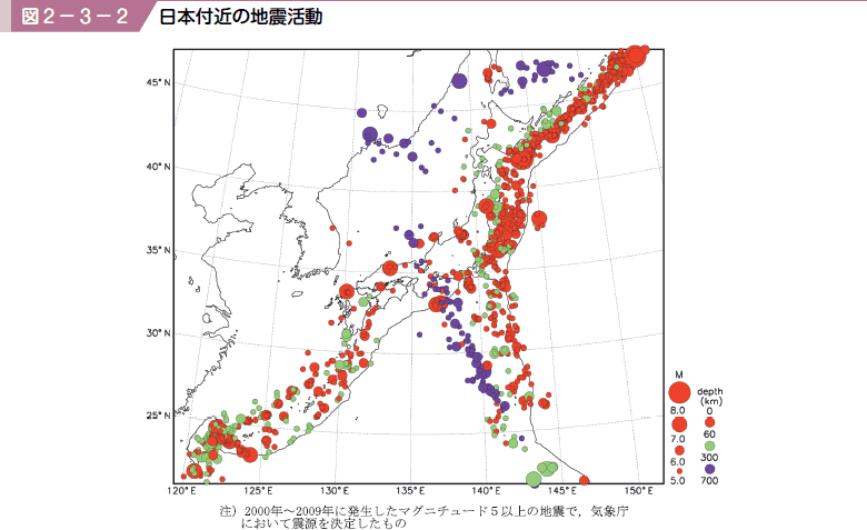 図２−３−２ 日本付近の地震活動