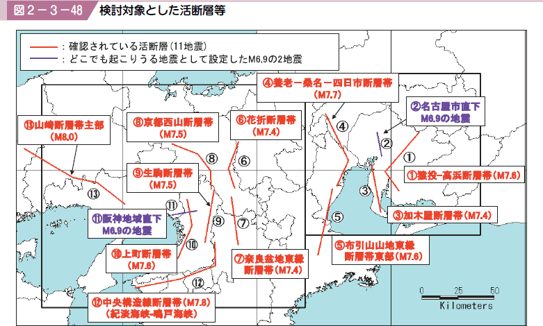 図２−３−４８ 検討対象とした活断層等