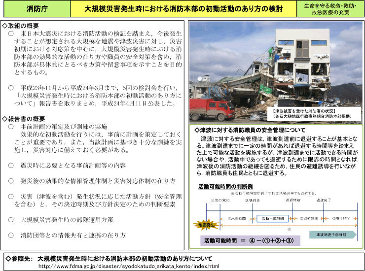 大規模災害発生時における消防本部の初動活動のあり方の検討