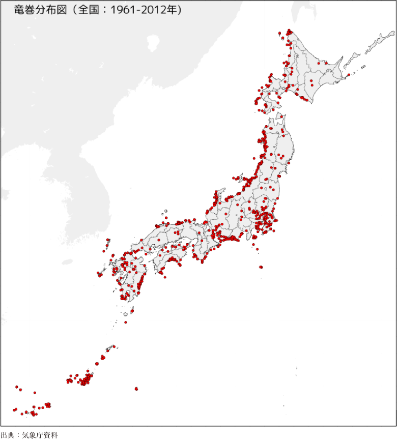 附属資料57　竜巻の発生位置の分布図