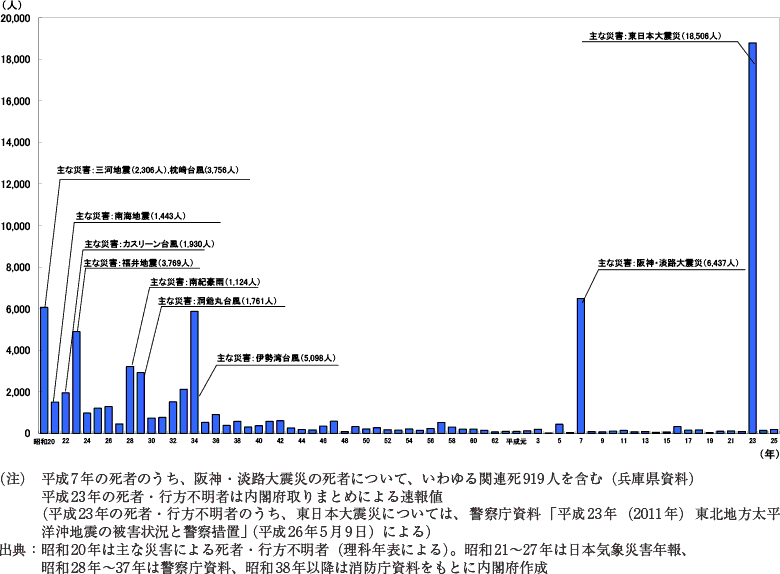 附属資料2　自然災害における死者・行方不明者数