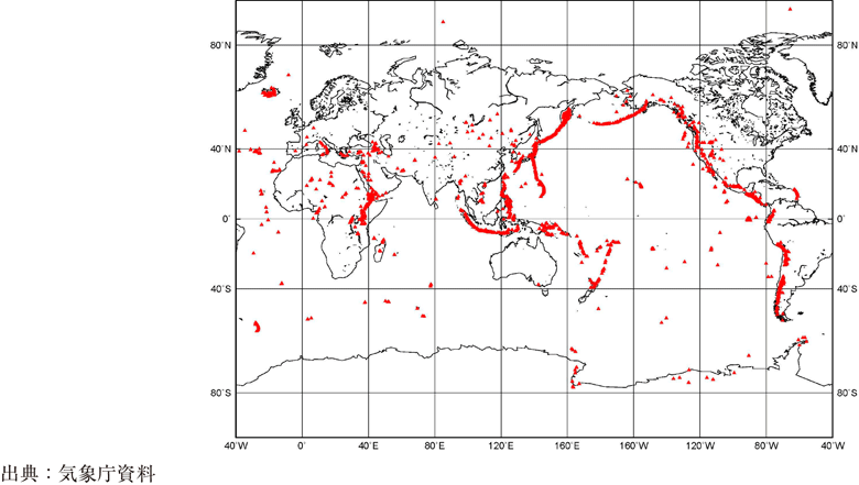 附属資料83　世界の火山の分布状況
