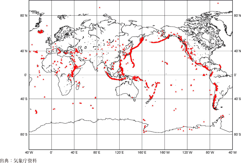 附属資料2　世界の火山の分布状況