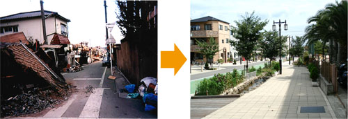 阪神・淡路大震災後、街の安全性を向上させながら創造的な復興を遂げる（写真提供：神戸市）