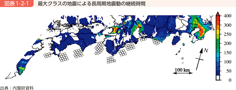 図表1-2-1　最大クラスの地震による長周期地震動の継続時間