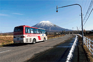 バスによる避難訓練の様子（共和町から留寿都村へ）