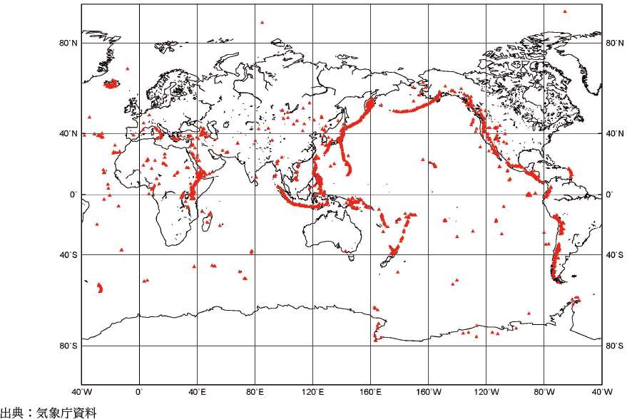 附属資料2　世界の火山の分布状況