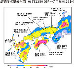 期間降水量分布図（6月28日0時～7月8日24時）