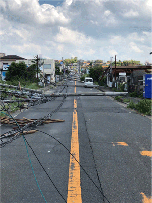 台風第21号による電柱倒壊（大阪府泉南市）