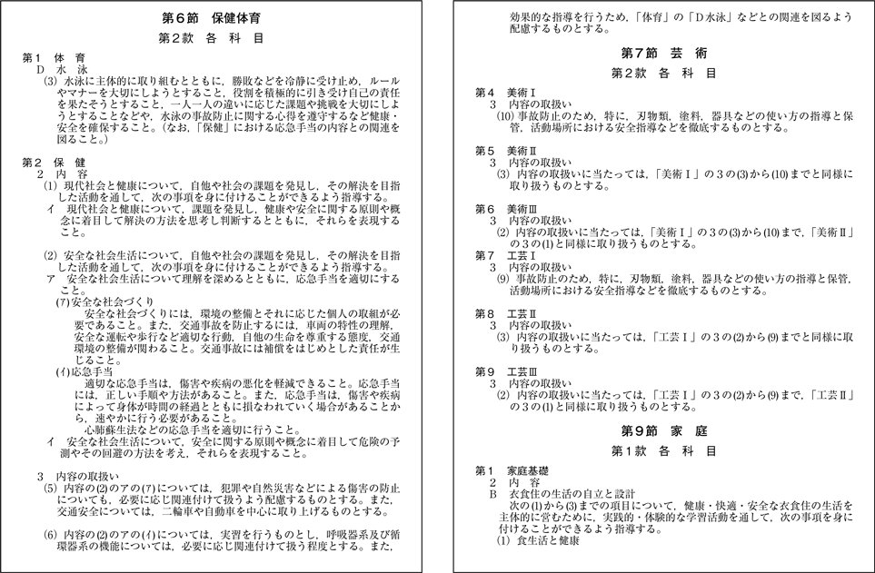 附属資料61　学習指導要領等における主な防災教育関連記述（8）