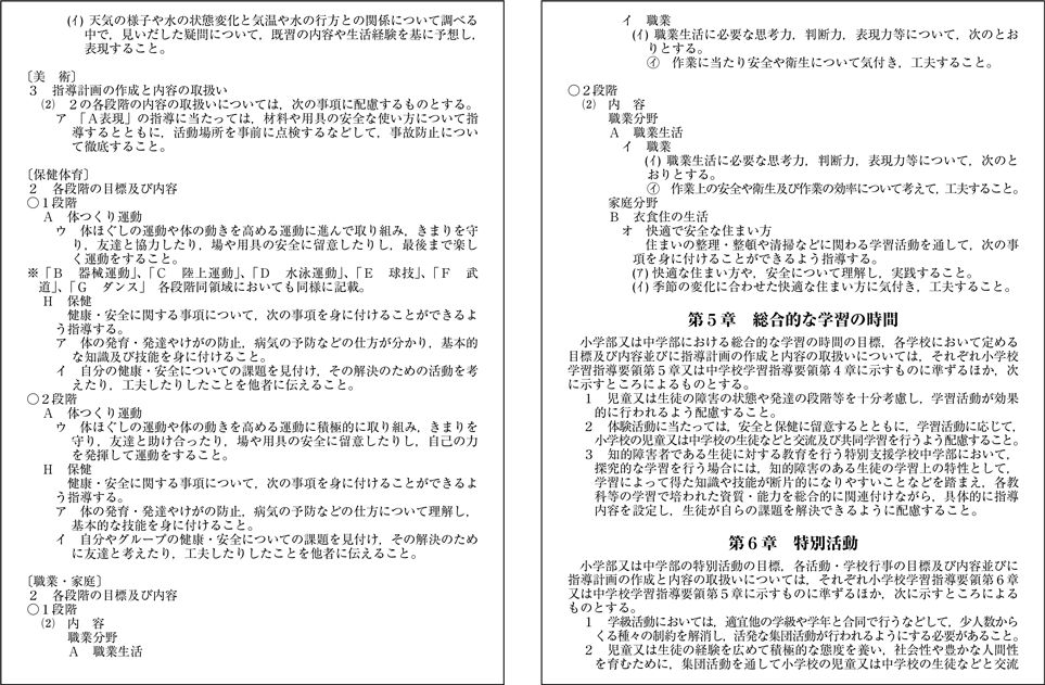 附属資料61　学習指導要領等における主な防災教育関連記述（12）