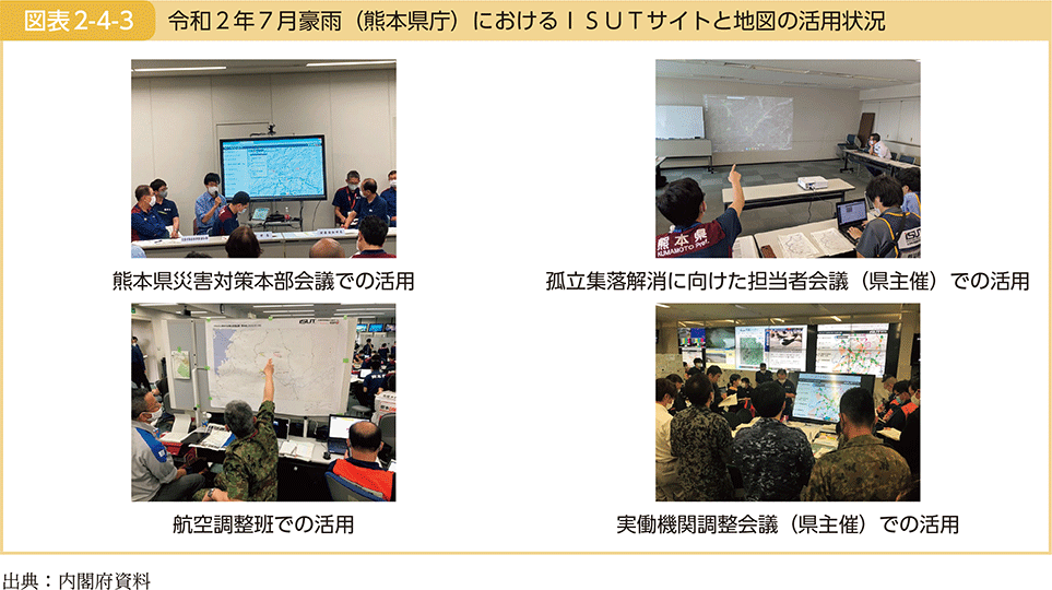 図表2-4-3　令和2年7月豪雨（熊本県庁）におけるISUTサイトと地図の活用状況