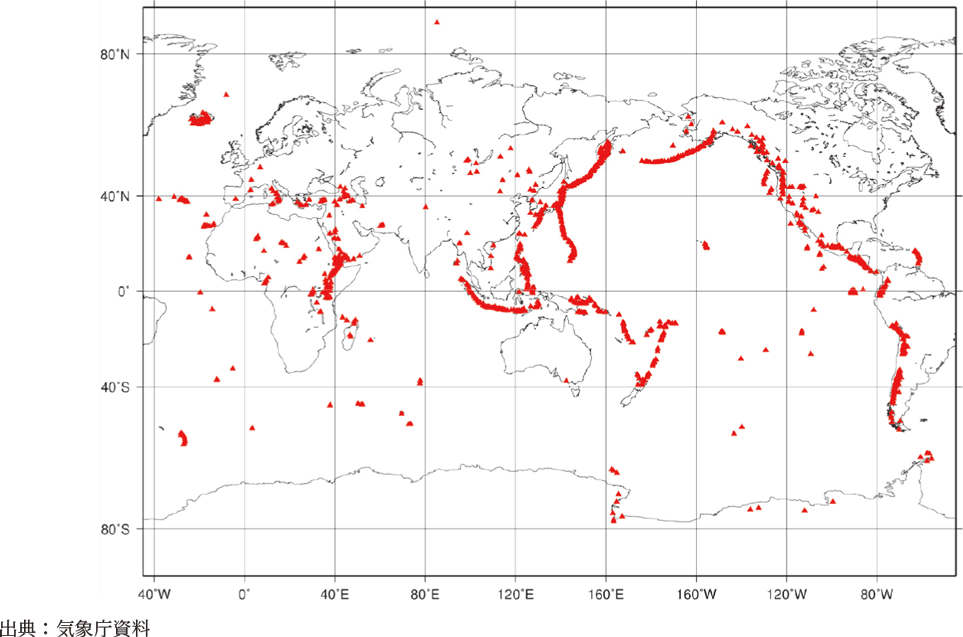 附属資料２　世界の火山の分布状況