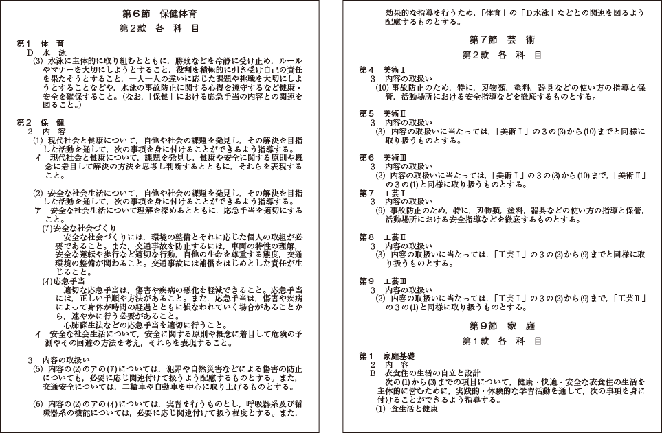 附属資料61　学習指導要領等における主な防災教育関連記述（8）