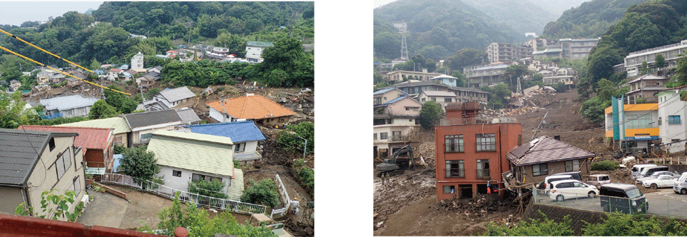 静岡県熱海市における土石流の被害（内閣府資料）