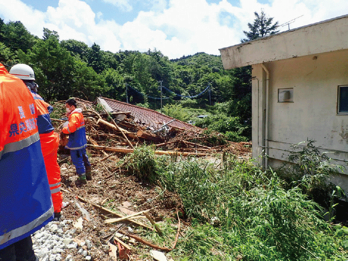 長崎県雲仙市の土砂崩れの被害（内閣府資料）