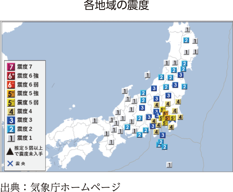 各地域の震度