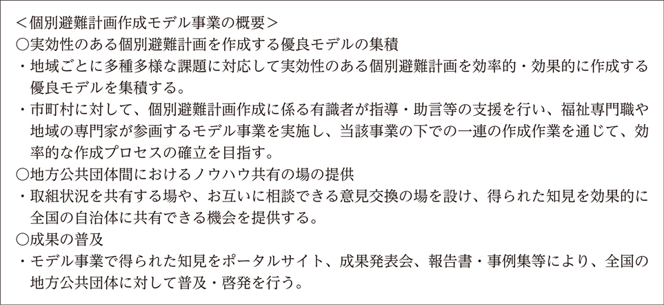 ＜個別避難計画作成モデル事業の概要＞