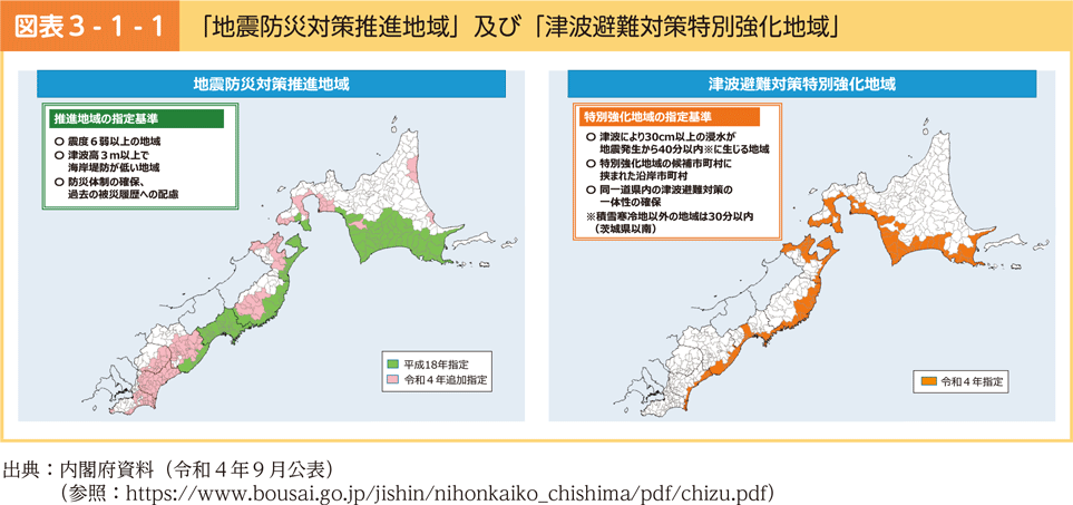 図表3-1-1　「地震防災対策推進地域」及び「津波避難対策特別強化地域」
