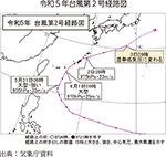 令和５年台風第２号経路図