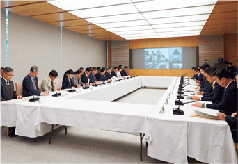 岸田内閣総理大臣と関係閣僚の参加による原子力災害対策本部会議（首相官邸）での訓練