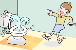 2階のトイレから水が噴き出す−洪水時の外出は危険−