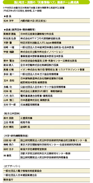 国と地方・民間の「災害情報ハブ」推進チーム構成員