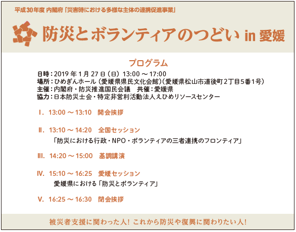 防災とボランティアのつどい in 愛媛　プログラム