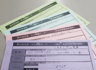 カードを4種類用意(浸水、土砂、浸水・土砂、どちらもなし)