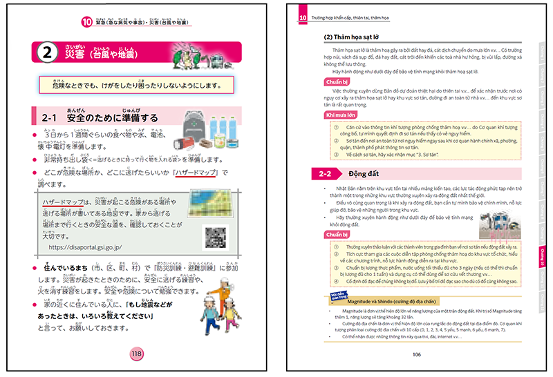 左:やさしい日本語版、右:ベトナム語版