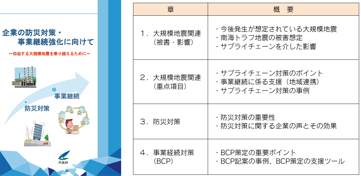 内閣府が公表している簡易パンフレットの表紙（左）と概要（右）