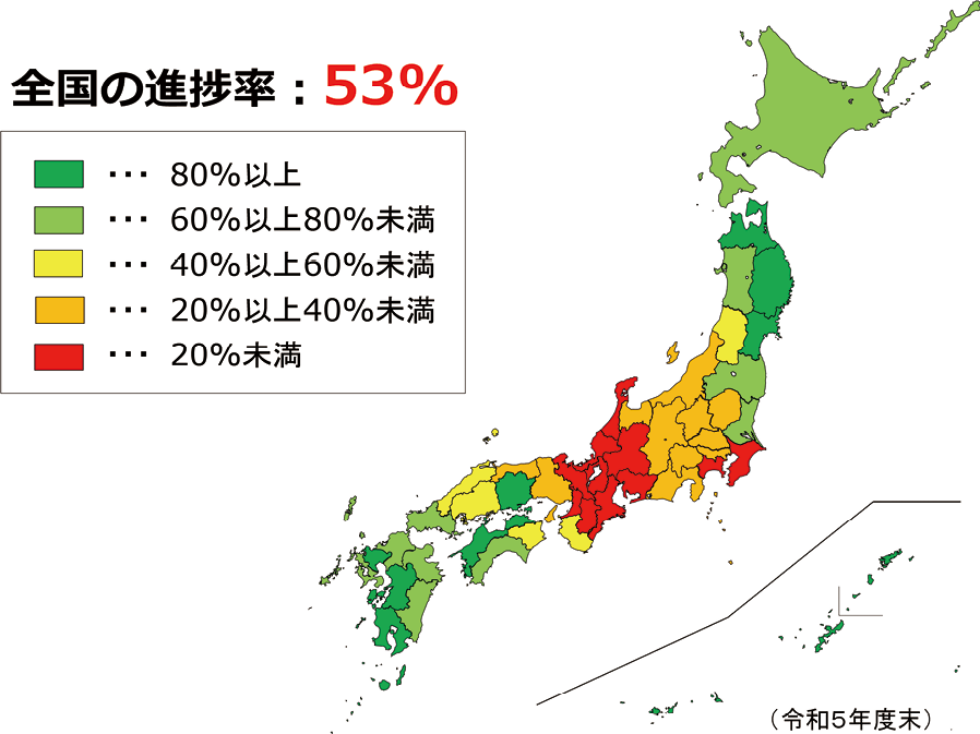 全国の地籍調査の実施状況
